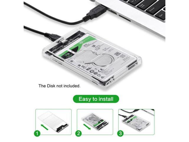 Xiwai USB-C Type-C to 2.5 Inch SATA SSD HDD External Enclosure Transparent for Laptop & PC