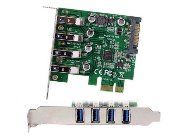 Cablecc Low Profile 4 Ports PCI-E to USB 3.0 HUB PCI Express Expansion Card Adapter 5Gbps for Motherboard