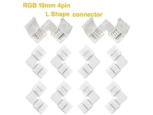 FSJEE 10mm 5050 RGB LED Strip Light Connectors Kits with 10PCS L Shape 4 Pin Right Angle Corner Solderless Connector and 10PCS Solderless Wire 4...
