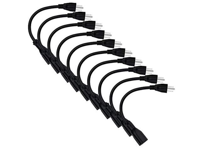 10 Pack 1ft 16AWG 13A Power Extension Cord 3 Prong,Power Strip Outlet Saver,Nema5-15p To Nema 5-15R Power cord,Male Plug To Female Connector,UL...