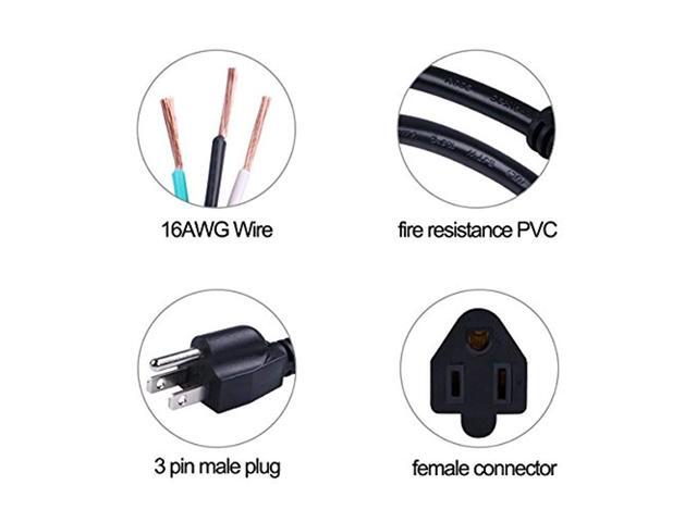 10 Pack 1ft 16AWG 13A Power Extension Cord 3 Prong,Power Strip Outlet Saver,Nema5-15p To Nema 5-15R Power cord,Male Plug To Female Connector,UL...