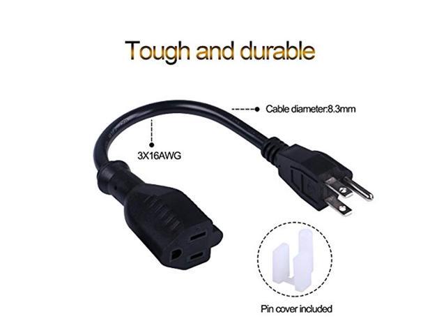 10 Pack 1ft 16AWG 13A Power Extension Cord 3 Prong,Power Strip Outlet Saver,Nema5-15p To Nema 5-15R Power cord,Male Plug To Female Connector,UL...