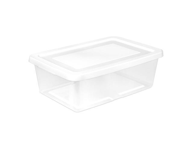 Sterilite 30 Pack Storage Box, 12 Quart Stackable Tote, Clear Plastic Container with Secure Snapping Lids for Home and Office Organization, White