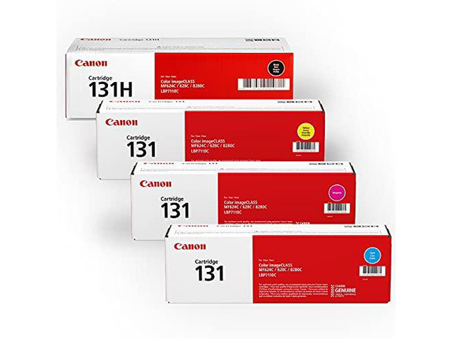 Canon Genuine Toner Bundle 131 (6270B007), 4 Pack (1 Each: Cyan, Magenta, Yellow, High Capacity Black), for Canon Color imageCLASS MF8280Cw,...