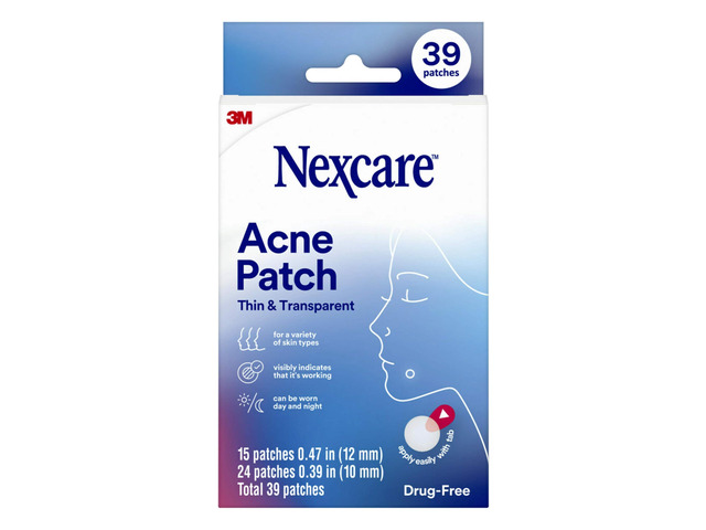 Nexcare Thin and Transparent Acne Patch, Skin Cover Absorbs Pus and Oil from Clogged Pores, made with hydrocolloid, tab allows for easy removal...
