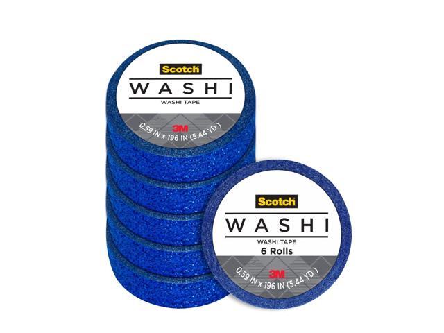 Scotch Expressions Glitter Washi Tape, Arts and Crafts Tape, .59 in x 196 in, Dark Blue Glitter, 6 Rolls