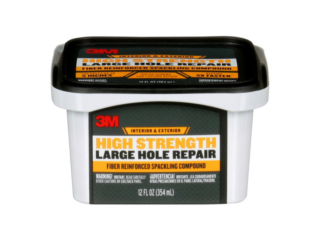 3M High Strength Fiber Reinforced Spackling Compound, 12 oz., Ideal for Large Hole Repair Cracks and Damaged Surfaces in Drywall, Plaster, Stucco,...