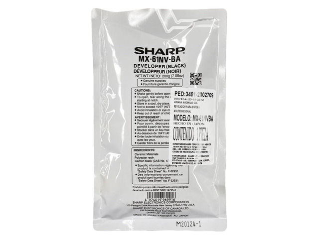 Sharp MX61NVBA Genuine OEM Black Developer for Mx60Nvba