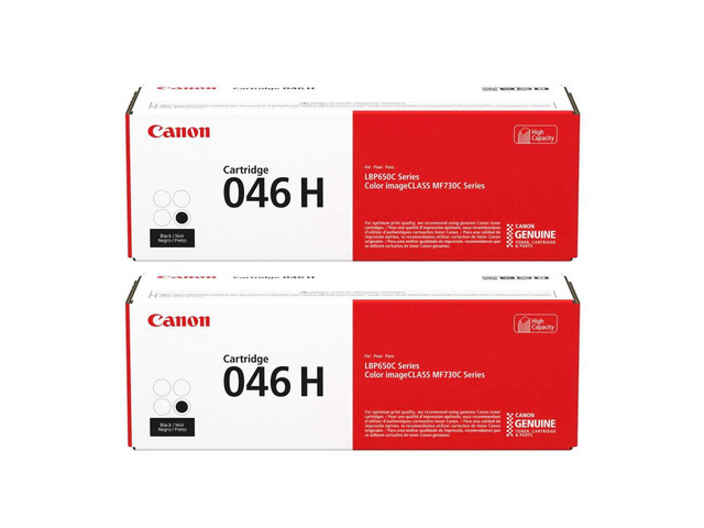 Canon 2 Pack Black 046 High Capacity Laser Toner Cartridge for Color imageCLASS LBP650C and MF730C Series Printer, 6300 Page Yield