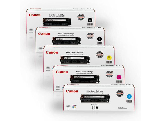 Canon Genuine Toner Bundle 118, 5 Pack - 1 of Each: Cyan, Magenta, Yellow, and 2 Black, Item Code: 2660B022