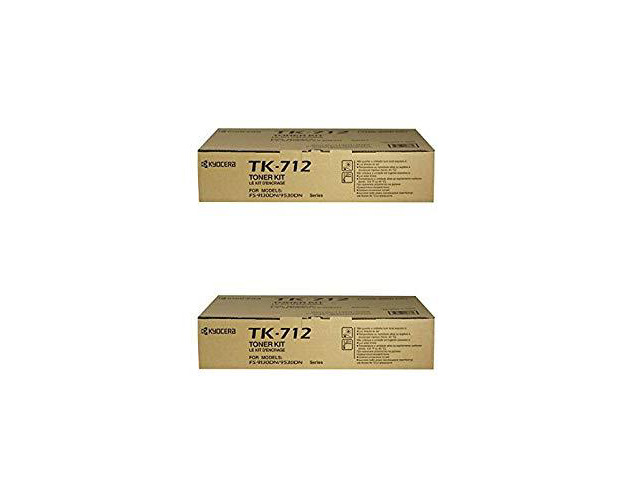 Kyocera TK712 OEM Toner Cartridge 2 Pack, 40000 Page-Yield Per Ctg, Black