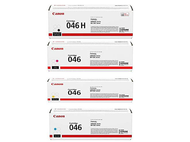 Canon 046 Laser Toner Cartridge Bundle (Black, Yellow, Magenta, Cyan) in Retail Packaging