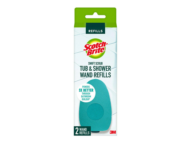 Scotch-Brite Swift Scrub Tub & Shower Wand Refills, Ideal for Bathroom Buildup, Glass Door, Shower and Bath Cleaner, Soap Scum Remover, 2 Wand Refills