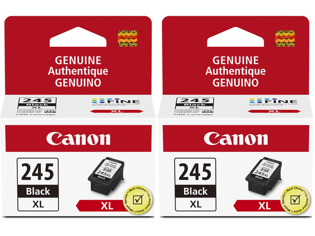 PG-245 XL Genuine Black Ink Cartridge, Compatible with iP2820, MG2420/2924/2920/3020/2522/2525, MX492, TS3120/302/302a/202/202a/4520/3320 (Pack of 2)