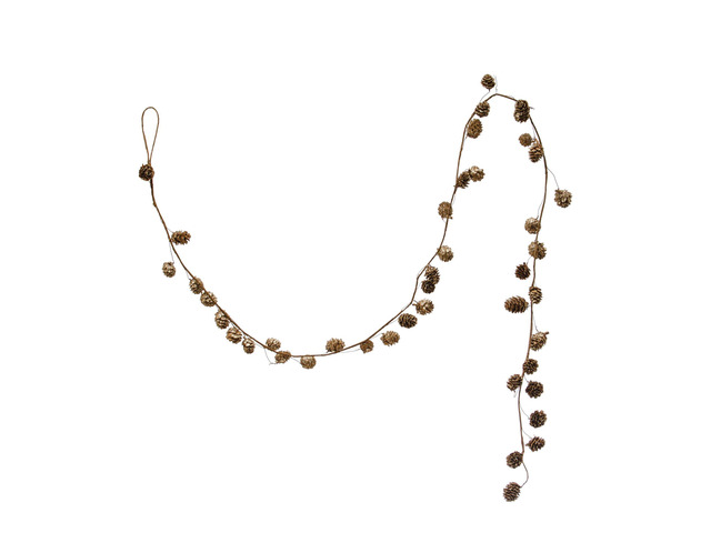 Creative Co-Op Pinecone Garland Natural Gold