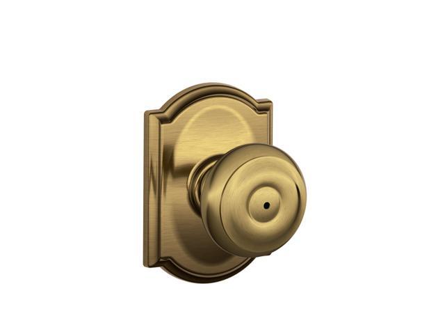 Schlage Georgian F40-GEO-CAM Privacy Knobset, Antique Brass