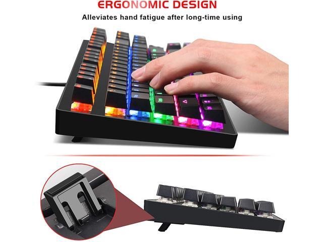 Mechanical Gaming Keyboard 87 Keys Small Keyboard Compact Multicolour Backlit -Anivia MK1 Wired USB Gaming Keyboard with Blue Switches, Metal...