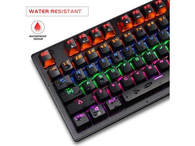 Mechanical Gaming Keyboard, 87 Keys Multicolour Backlit Keyboard, Black Computer Keyboard USB Wired Keyboard for Windows PC Gamers (Anivia MK1)