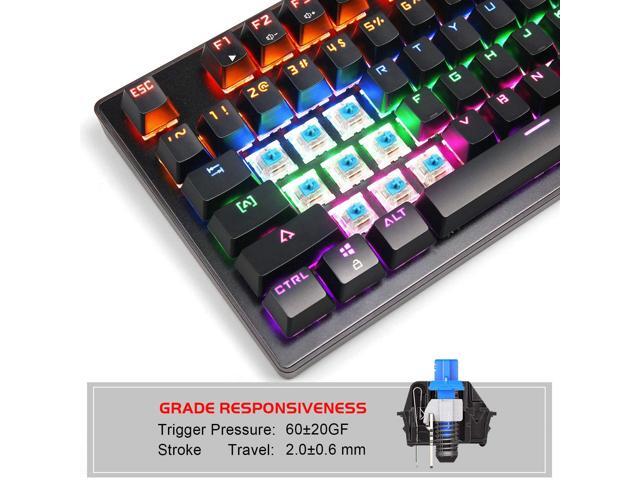 Mechanical Gaming Keyboard, 87 Keys Multicolour Backlit Keyboard, Black Computer Keyboard USB Wired Keyboard for Windows PC Gamers (Anivia MK1)