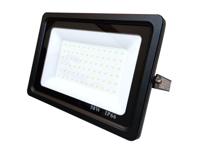 J & H LED Outdoor Integrated LED Flood Light 350-Watt Equivalent, 6000 Lumens, Dusk to Dawn Compatible, Cool White 5000K, Home Improvement