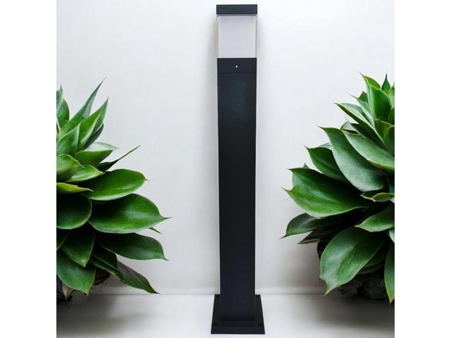 J & H LED Line Voltage Black 1200 Lumens Hardwired Integrated LED Square Bollard Light CCT Selectable 27-40-50K