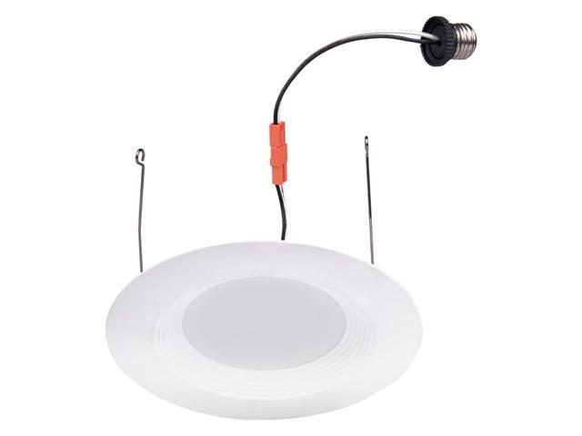 J & H LED 5/6 in. Can Light 5-Color Selectable Dimmable Remodel Integrated LED Recessed Light Kit Baffle Trim (4-Pack)