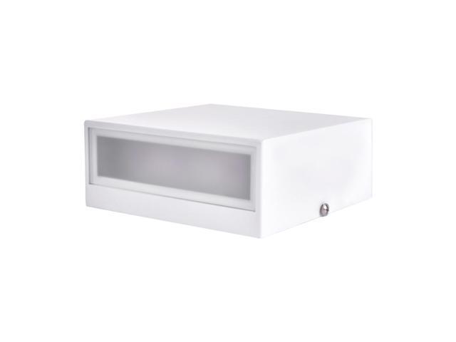 J & H LED 5.5 in. 1-Light White Square LED Outdoor Wall Light Lantern Sconce with Selectable CCT 27-40-50K