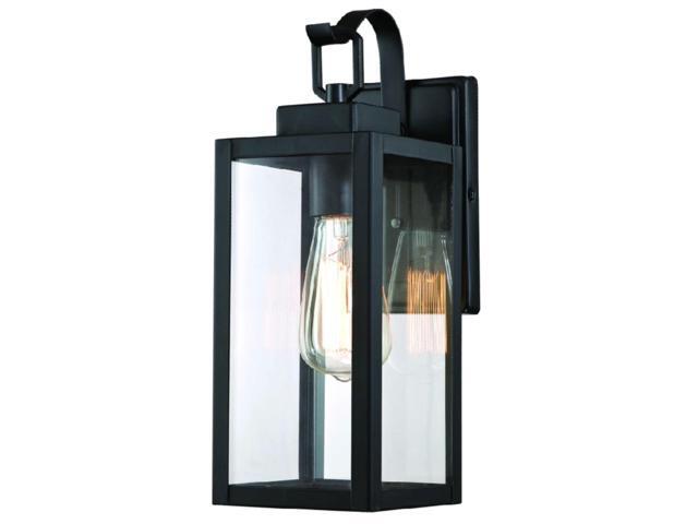 J & H LED 13 in. 1-Light Matte Black Outdoor Wall Lantern Sconce