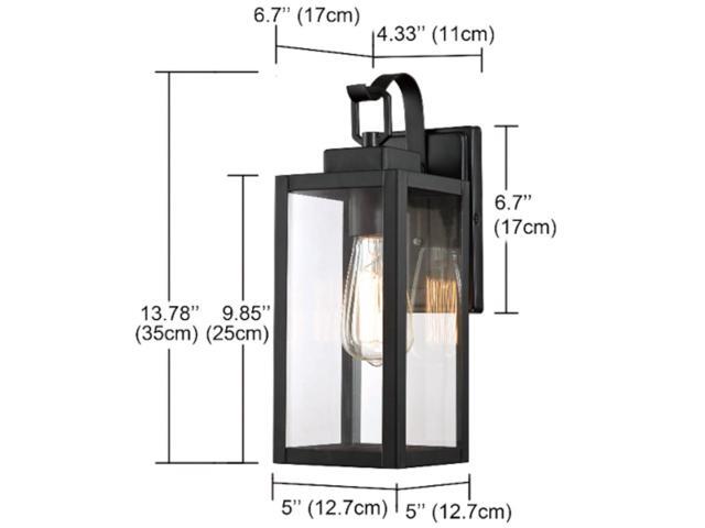 J & H LED 13 in. 1-Light Matte Black Outdoor Wall Lantern Sconce