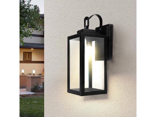 J & H LED 13 in. 1-Light Matte Black Outdoor Wall Lantern Sconce