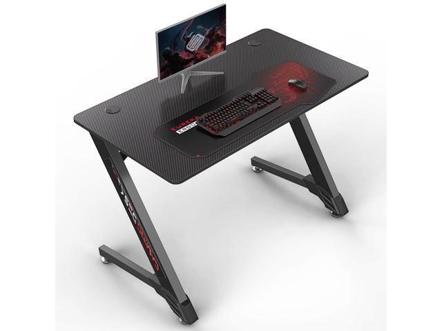 EUREKA ERGONOMIC 43' Z-Shaped Gaming Desk, Ultra Heavy Duty (500lbs Capacity), One-Piece Seamless Desktop, Compact Carbon Steel Frame - Black