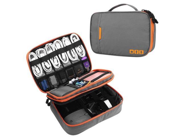 Multi-functional Headphone Charger Data Cable Storage Bag Portable Power Pack, Size: L, 25 x 18 x 7cm (Grey)