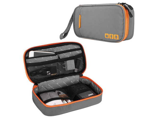 Multi-functional Headphone Charger Data Cable Storage Bag Portable Power Pack, Size: S, 24 x 12 x 5cm (Grey)
