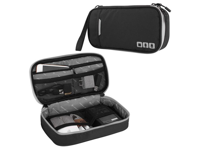 Multi-functional Headphone Charger Data Cable Storage Bag Portable Power Pack, Size: S, 24 x 12 x 5cm (Black)