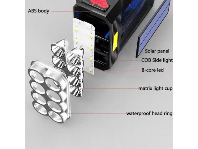 Solar Charging Super Bright Waterproof 8 LED Camping Flashlight Lamp Solar Charging