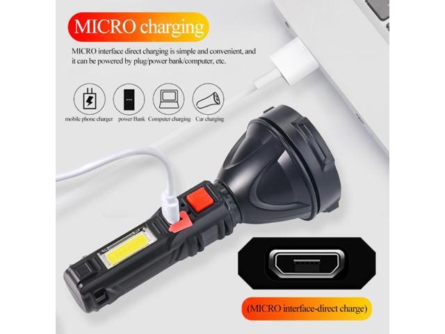 Plastic Flashlight COB Work Light Long Shot USB Strong Light Flashlight