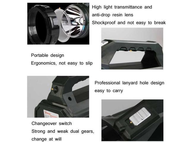 YAGE 5701 10W LED Strong Light Long-Range Searchlight Outdoor Lighting Rechargeable Flashlight, CN Plug (Ink Green)