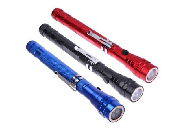 2 PCS 1W Flexible Magnet Camping Fishing Telescopic 360 Degrees Head Flashlight Outdoor Torch Magnetic Pick Up Tool Lamp (Blue) Black