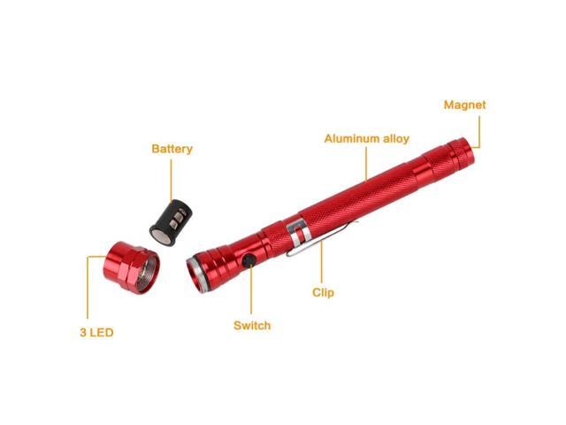 2 PCS 1W Flexible Magnet Camping Fishing Telescopic 360 Degrees Head Flashlight Outdoor Torch Magnetic Pick Up Tool Lamp (Blue) Black