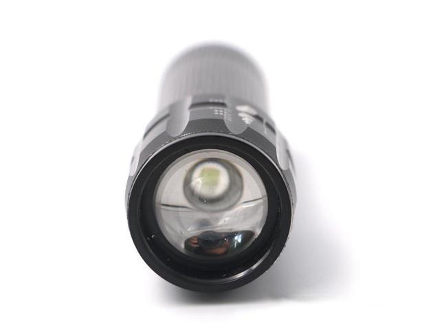 2 PCS Three-Speed Zoom LED Flashlight Mini Aluminum Flashlight (Black)