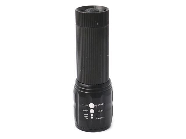 2 PCS Three-Speed Zoom LED Flashlight Mini Aluminum Flashlight (Black)