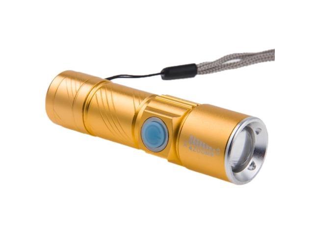 White Light Retractable Flashlight, Cree Q5 LED 3-Mode with Lanyard (Black)