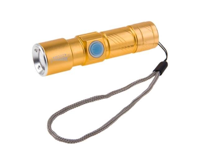 White Light Retractable Flashlight, Cree Q5 LED 3-Mode with Lanyard (Black)