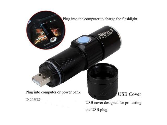 White Light Retractable Flashlight, Cree Q5 LED 3-Mode with Lanyard (Black)