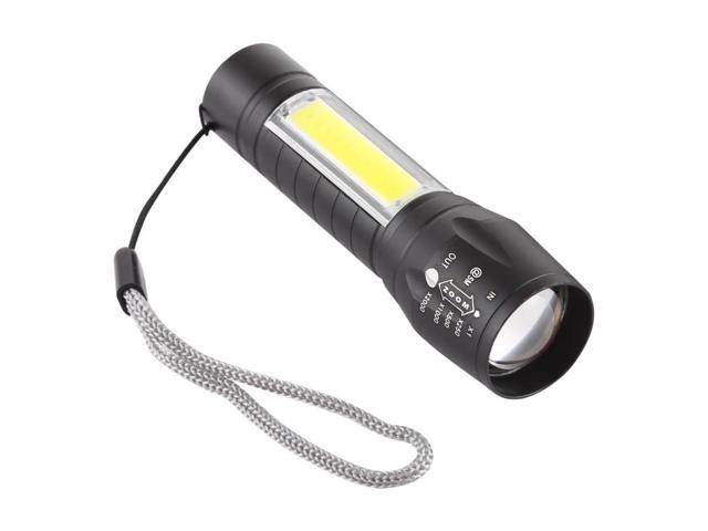 A2 USB Charging Waterproof Zoomable XPE + COB Flashlight with 3-Modes & Storage Box