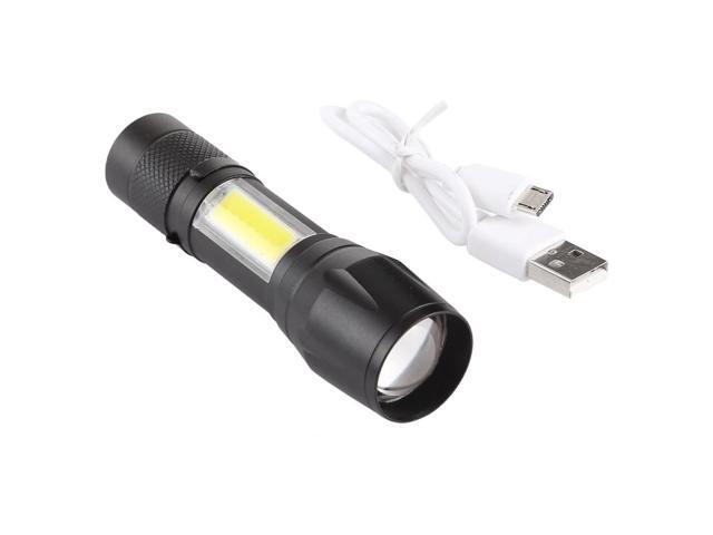 A3 USB Charging Waterproof Zoomable XPE + COB Flashlight with 3-Modes & Clip & Storage Box