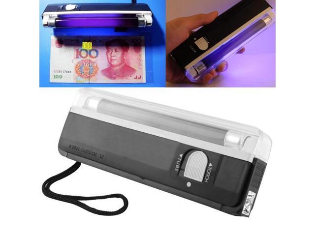 Handheld Blacklight UV Lamp & LED Flashlight, Verify Hidden Security Features On banknotes and Passport(Black)