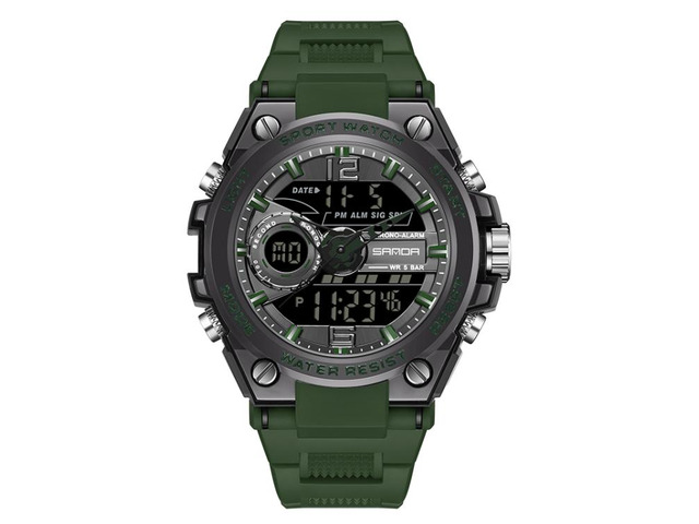 SANDA 6092 Luminous Dual Time Display Waterproof Sports Watch