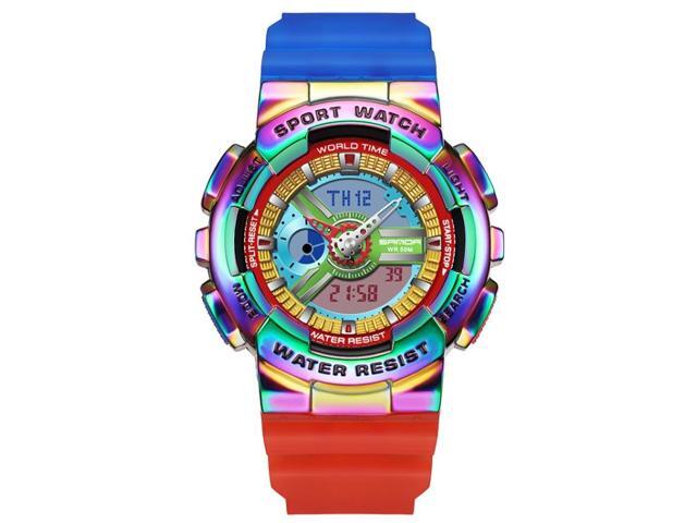 SANDA 3137 TPU Strap Luminous Waterproof Dual Display Electronic Watch (Multicolor)