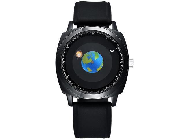 addies MY-1704 Earth Pattern Silicone Strap Watch for Men, Support Life Waterproof